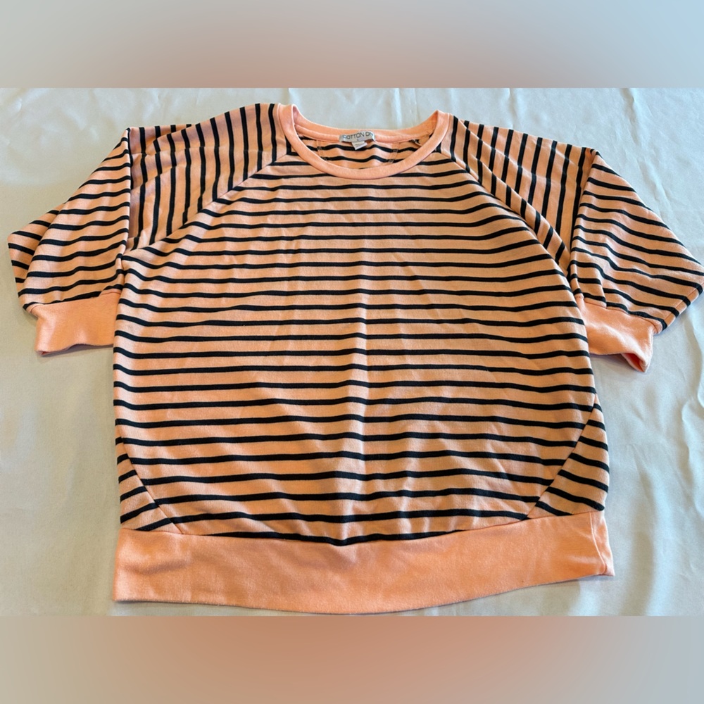 Cotton On Peach and Black Striped Sweatshirt Size Large